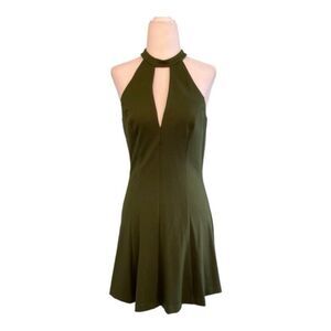 Amanda Uprichard Punch Halter Dress Hunter Green Crepe Mini XS